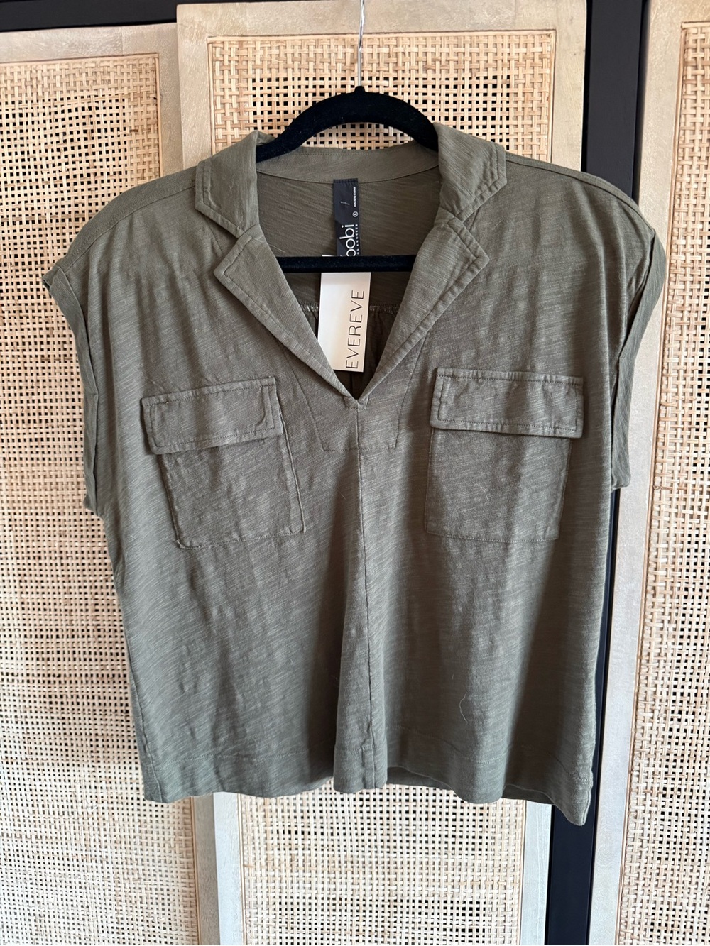 bobi Olive Utility Short-Sleeve V-Neck Tee